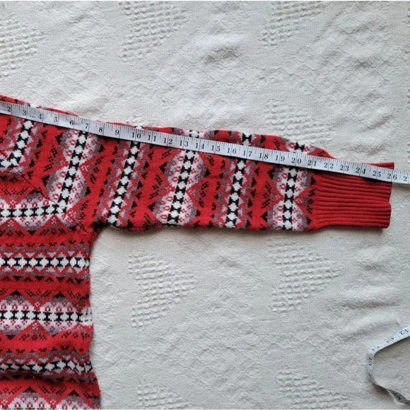Chaps Fair Isle Festive Red  Knit Sweater - Picture 9 of 10